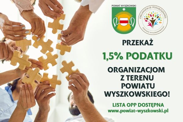 Ikona do artykułu: Przekaż 1,5% organizacjom z terenu Powiatu Wyszkowskiego