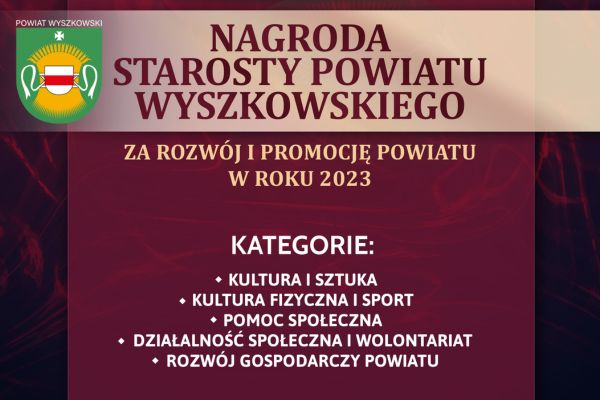 Ikona do artykułu: Nagroda Starosty Powiatu Wyszkowskiego za rozwój i promocję powiatu w roku 2023